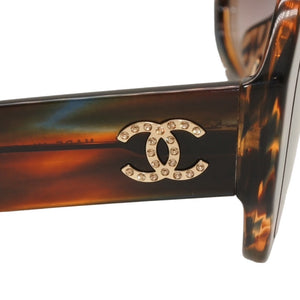 Very Good Condition CHANEL Sunglasses Eyewear 5497-B-A c.1735/S5 Size 140 Here Mark Rhinestone Brown Used 4a000829