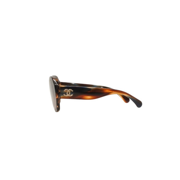Very Good Condition CHANEL Sunglasses Eyewear 5497-B-A c.1735/S5 Size 140 Here Mark Rhinestone Brown Used 4a000829