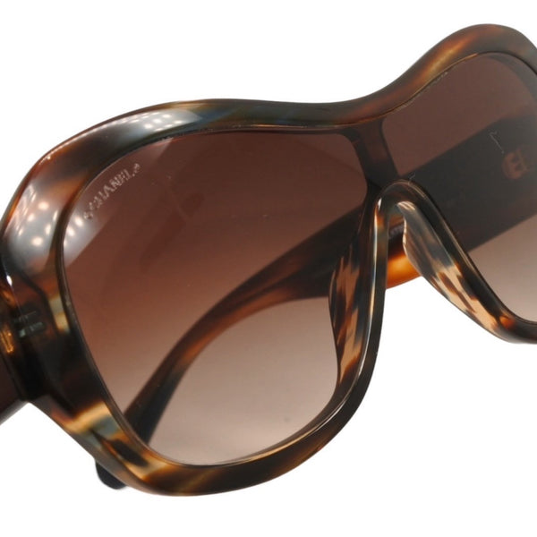 Very Good Condition CHANEL Sunglasses Eyewear 5497-B-A c.1735/S5 Size 140 Here Mark Rhinestone Brown Used 4a000829