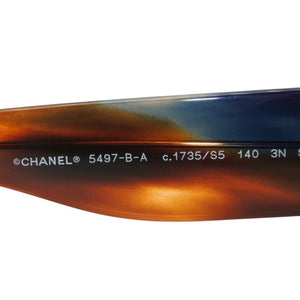 Very Good Condition CHANEL Sunglasses Eyewear 5497-B-A c.1735/S5 Size 140 Here Mark Rhinestone Brown Used 4a000829