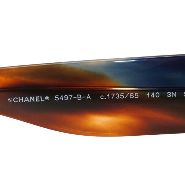 Very Good Condition CHANEL Sunglasses Eyewear 5497-B-A c.1735/S5 Size 140 Here Mark Rhinestone Brown Used 4a000829