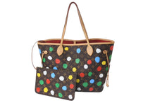 Load image into Gallery viewer, 極美品 LOUIS VUITTON ルイヴィトン LV×YK ネヴァーフルＭＭ M46381 草間彌生 モノグラム ブラウン 中古 4b000965
