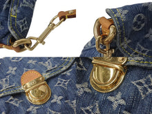 Load image into Gallery viewer, LOUIS VUITTON ルイヴィトン ミニプリーティ ハンドバッグ M95050 モノグラムデニム レザー ブルー 美品 中古 4b000967