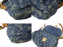 Load image into Gallery viewer, LOUIS VUITTON ルイヴィトン ミニプリーティ ハンドバッグ M95050 モノグラムデニム レザー ブルー 美品 中古 4b000967