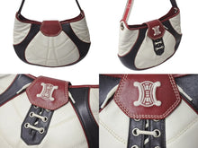 画像をギャラリービューアに読み込む, CELINE セリーヌ ワンショルダーバッグ 149133CDM 2002年記念モデル 日韓W杯 レザー ホワイト ブラウン レッド シルバー金具 美品 中古 4b000972