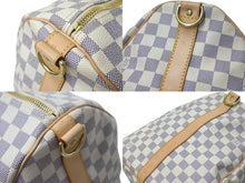 画像をギャラリービューアに読み込む, 極美品 LOUIS VUITTON ルイヴィトン ダミエ アズール キーポル55 ボストンバッグ N41429 PVC ヌメ革 ホワイト ブラウン 中古 4b000974