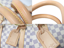 画像をギャラリービューアに読み込む, 極美品 LOUIS VUITTON ルイヴィトン ダミエ アズール キーポル55 ボストンバッグ N41429 PVC ヌメ革 ホワイト ブラウン 中古 4b000974