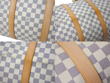 画像をギャラリービューアに読み込む, 極美品 LOUIS VUITTON ルイヴィトン ダミエ アズール キーポル55 ボストンバッグ N41429 PVC ヌメ革 ホワイト ブラウン 中古 4b000974