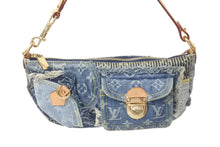画像をギャラリービューアに読み込む, 極美品 LOUISVUITTON ルイヴィトン パウチィ ワンショルダーバッグ M95382 パッチワーク モノグラムデニム ブルー 中古 4b000990