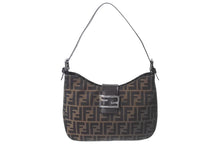 画像をギャラリービューアに読み込む, FENDI フェンディ マンマバケット ホーボー ワンショルダーバッグ 8BR036 ズッカ柄 キャンバス レザー ブラウン 美品 中古 4b000994