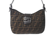 画像をギャラリービューアに読み込む, FENDI フェンディ マンマバケット ホーボー ワンショルダーバッグ 8BR036 ズッカ柄 キャンバス レザー ブラウン 美品 中古 4b000994