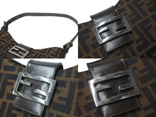 画像をギャラリービューアに読み込む, FENDI フェンディ マンマバケット ホーボー ワンショルダーバッグ 8BR036 ズッカ柄 キャンバス レザー ブラウン 美品 中古 4b000994