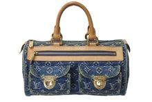Load image into Gallery viewer, 極美品 LOUIS VUITTON ルイヴィトン ネオスピーディ ハンドバッグ M95019 モノグラム デニム インディゴブルー ゴールド金具 中古 4b000998