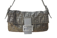 画像をギャラリービューアに読み込む, 新品同様 FENDI フェンディ マンマバケット ワンショルダーバッグ 8BR600 ズッカ柄 ラインストーン ラメ シルバー ゴールド 中古 4b001002