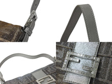 画像をギャラリービューアに読み込む, 新品同様 FENDI フェンディ マンマバケット ワンショルダーバッグ 8BR600 ズッカ柄 ラインストーン ラメ シルバー ゴールド 中古 4b001002