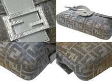 画像をギャラリービューアに読み込む, 新品同様 FENDI フェンディ マンマバケット ワンショルダーバッグ 8BR600 ズッカ柄 ラインストーン ラメ シルバー ゴールド 中古 4b001002