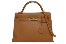 画像をギャラリービューアに読み込む, 極美品 HERMES エルメス ケリー32 外縫い ゴールド □H刻印 ゴールド金具 トリヨンクレマンス ハンドバッグ 2WAY 中古 4b010171