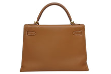 画像をギャラリービューアに読み込む, 極美品 HERMES エルメス ケリー32 外縫い ゴールド □H刻印 ゴールド金具 トリヨンクレマンス ハンドバッグ 2WAY 中古 4b010171