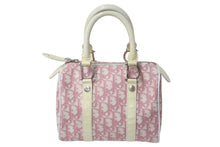 Load image into Gallery viewer, CHRISTIAN DIOR クリスチャンディオール トロッター ハンドバッグ ミニボストンバッグ BO D 0014 ホワイト ピンク 美品 中古 4b001026