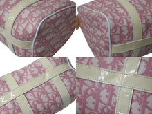 Load image into Gallery viewer, CHRISTIAN DIOR クリスチャンディオール トロッター ハンドバッグ ミニボストンバッグ BO D 0014 ホワイト ピンク 美品 中古 4b001026