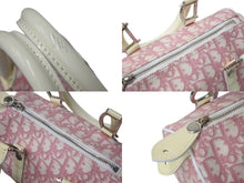 Load image into Gallery viewer, CHRISTIAN DIOR クリスチャンディオール トロッター ハンドバッグ ミニボストンバッグ BO D 0014 ホワイト ピンク 美品 中古 4b001026