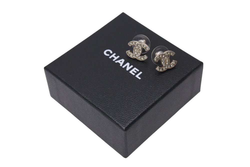CHANEL シャネル ココマーク ピアス 重量約2.6g 06A刻印 メタル ラインストーン GP ゴールド クリア 両耳用 美品 中古 4b001042