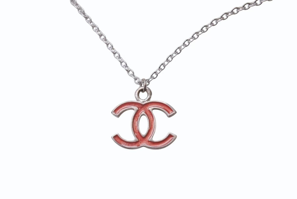 極美品 CHANEL シャネル ココマークネックレス 00C刻印 重量約5.1g ピンク シルバー メタル シルバー金具 中古 4b001044