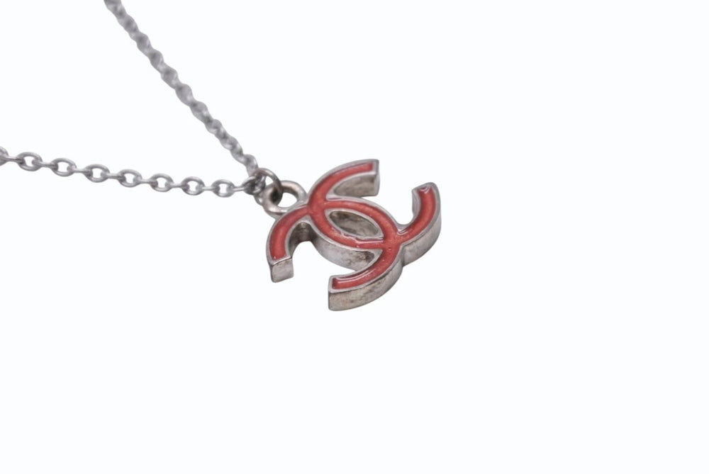Very good condition CHANEL Coco mark necklace 00C stamp Weight approx. 5.1g Pink Silver Metal Silver hardware Used 4b001044
