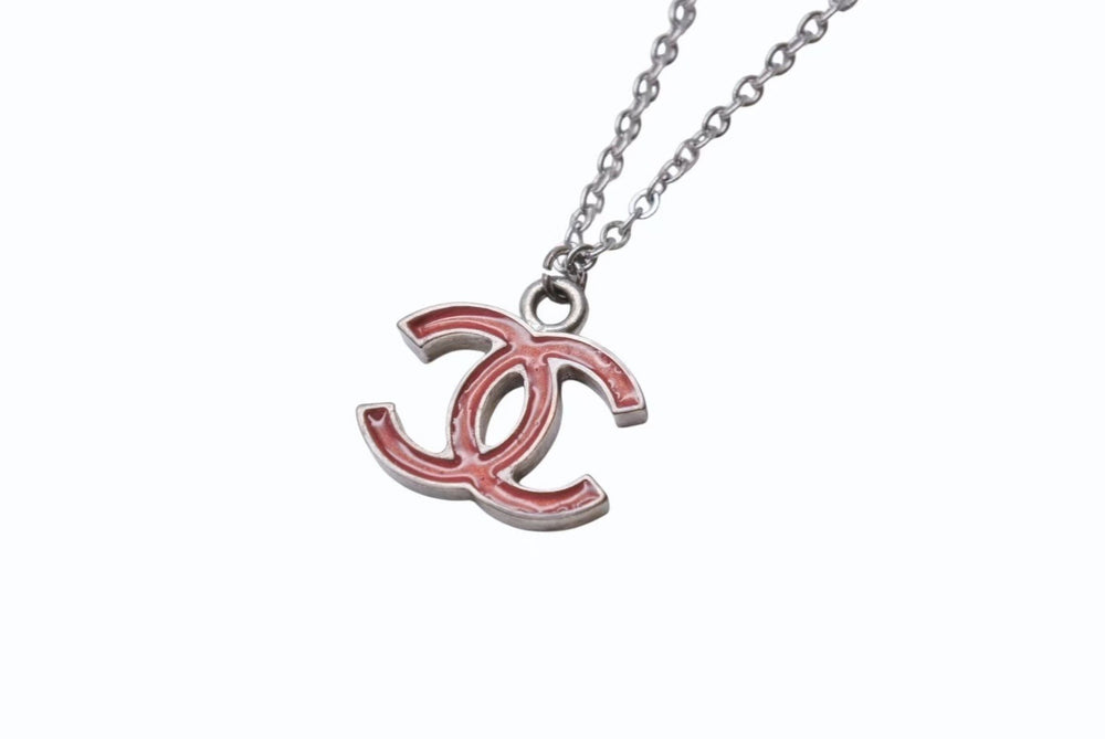 Very good condition CHANEL Coco mark necklace 00C stamp Weight approx. 5.1g Pink Silver Metal Silver hardware Used 4b001044