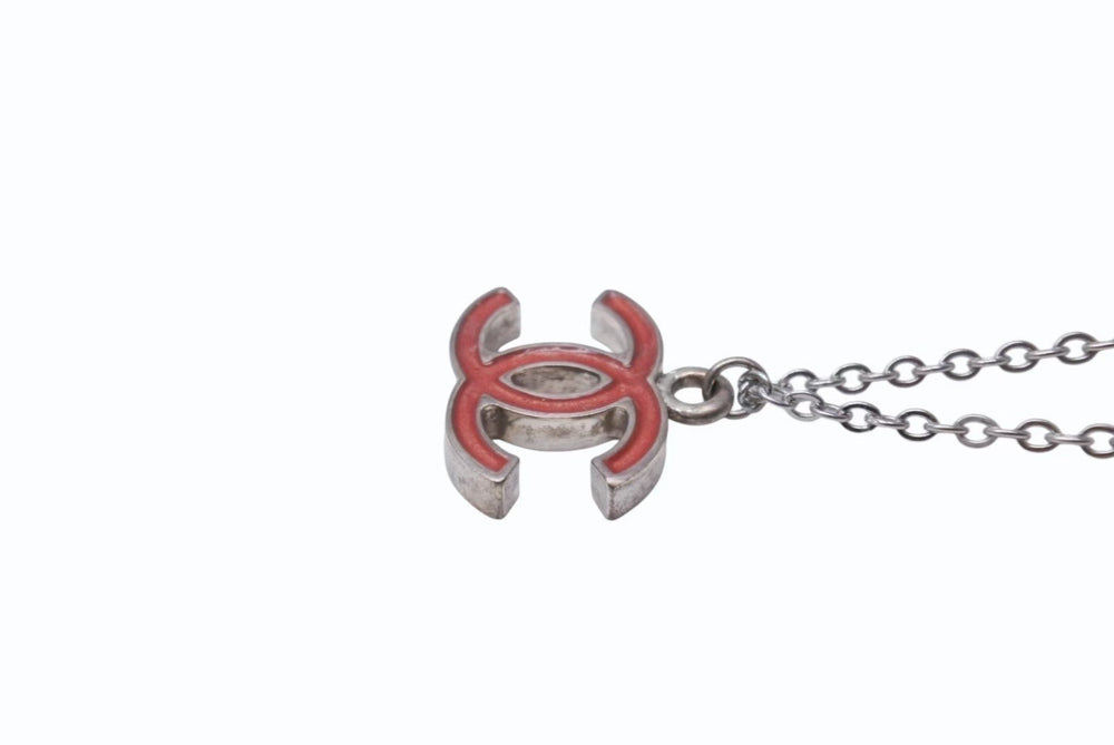 Very good condition CHANEL Coco mark necklace 00C stamp Weight approx. 5.1g Pink Silver Metal Silver hardware Used 4b001044