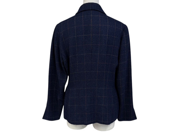 CHRISTIAN DIOR SPORTS クリスチャン ディオール スポーツ チェック柄 ウールジャケット サイズM ネイビー 美品 中古 010605