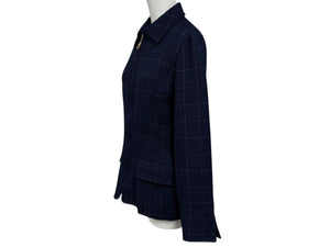 CHRISTIAN DIOR SPORTS クリスチャン ディオール スポーツ チェック柄 ウールジャケット サイズM ネイビー 美品 中古 010605