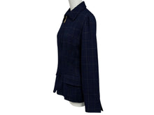 画像をギャラリービューアに読み込む, CHRISTIAN DIOR SPORTS クリスチャン ディオール スポーツ チェック柄 ウールジャケット サイズM ネイビー 美品 中古 010605