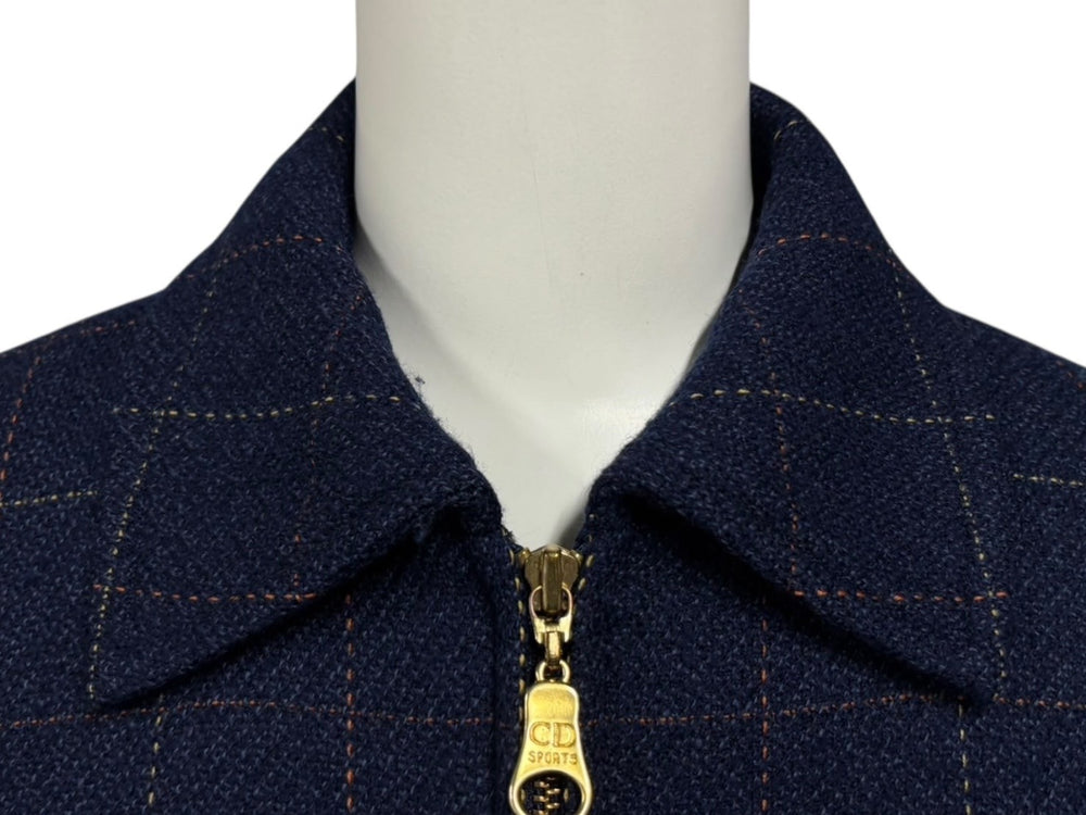 CHRISTIAN DIOR SPORTS クリスチャン ディオール スポーツ チェック柄 ウールジャケット サイズM ネイビー 美品 中古 010605