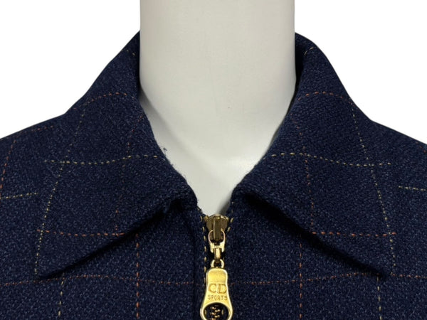 CHRISTIAN DIOR SPORTS クリスチャン ディオール スポーツ チェック柄 ウールジャケット サイズM ネイビー 美品 中古 010605