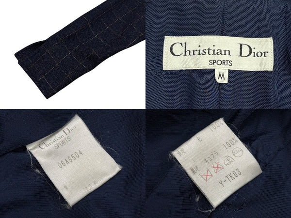 CHRISTIAN DIOR SPORTS クリスチャン ディオール スポーツ チェック柄 ウールジャケット サイズM ネイビー 美品 中古 010605