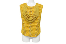 画像をギャラリービューアに読み込む, BALMAIN x H&amp;M バルマン x H&amp;M ノースリーブカットソー マスタード ビスコース エラスタン サイズ38 美品 中古 4b001070