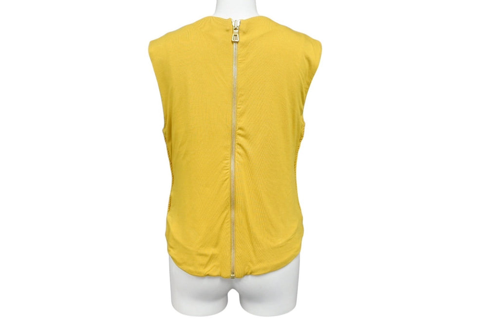 BALMAIN x H&M バルマン x H&M ノースリーブカットソー マスタード ビスコース エラスタン サイズ38 美品 中古 4b001070