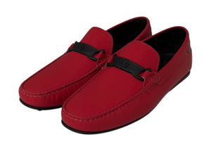 極美品 TOD'S × FERRARI トッズ × フェラーリ ゴンミーニ XRM0LR0EG50PZ60XBF ドライビングシューズ レザー ローファー サイズ6 赤 中古 4b010726