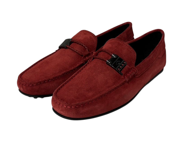 極美品 TOD'S × FERRARI トッズ × フェラーリ ゴンミーニ XRMOLROY890RE0 ドライビングシューズ スエード ローファー サイズ6 中古 4b010725