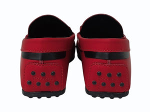 極美品 TOD'S × FERRARI トッズ × フェラーリ ゴンミーニ XRM0LR0EG50PZ60XBF ドライビングシューズ レザー ローファー サイズ6 赤 中古 4b010726