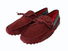 極美品 TOD'S × FERRARI トッズ × フェラーリ ゴンミーニ XRE0EO0H6007B7027N ドライビングシューズ スエード ローファー サイズ6 赤 中古 4b010720