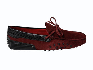 極美品 TOD'S × FERRARI トッズ × フェラーリ ゴンミーニ XRE0EO0H6007B7027N ドライビングシューズ スエード ローファー サイズ6 赤 中古 4b010720