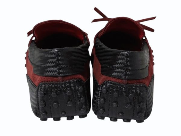 極美品 TOD'S × FERRARI トッズ × フェラーリ ゴンミーニ XRE0EO0H6007B7027N ドライビングシューズ スエード ローファー サイズ6 赤 中古 4b010720