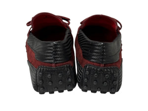極美品 TOD'S × FERRARI トッズ × フェラーリ ゴンミーニ XRM0EO0H6007B7027N ドライビングシューズ ベロア ローファー サイズ6 赤 中古 4b010724