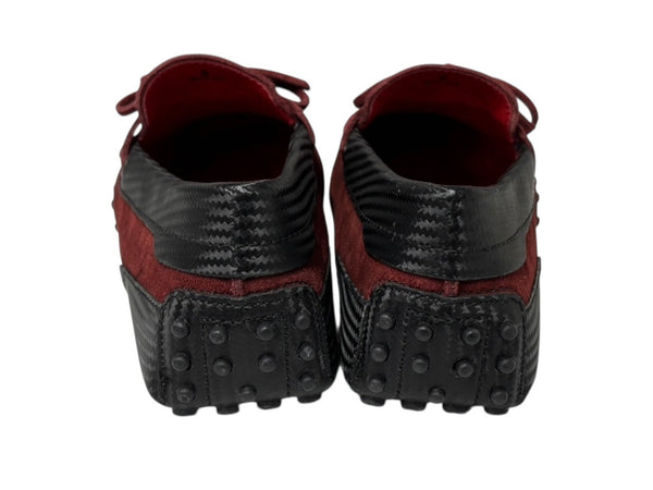 極美品 TOD'S × FERRARI トッズ × フェラーリ ゴンミーニ XRM0EO0H6007B7027N ドライビングシューズ ベロア ローファー サイズ6 赤 中古 4b010724