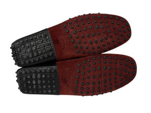 極美品 TOD'S × FERRARI トッズ × フェラーリ ゴンミーニ XRM0EO0H6007B7027N ドライビングシューズ ベロア ローファー サイズ6 赤 中古 4b010724