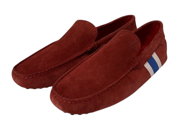 極美品 TOD'S × FERRARI トッズ × フェラーリ ゴンミーニ XRM0GW0X740RE0R007 ドライビングシューズ スエード ローファー サイズ6 赤 中古 4b010723