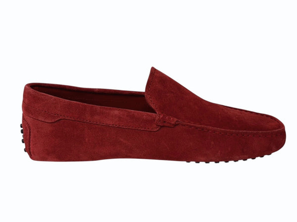 極美品 TOD'S × FERRARI トッズ × フェラーリ ゴンミーニ XRM0GW0X740RE0R007 ドライビングシューズ スエード ローファー サイズ6 赤 中古 4b010723