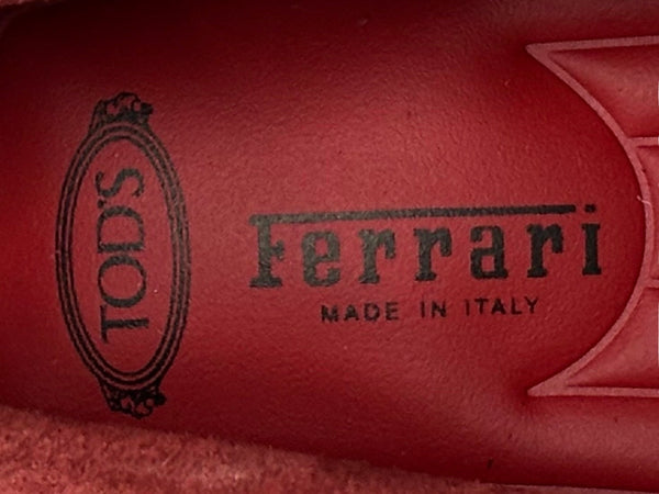 極美品 TOD'S × FERRARI トッズ × フェラーリ ゴンミーニ XRM0GW0X740RE0R007 ドライビングシューズ スエード ローファー サイズ6 赤 中古 4b010723